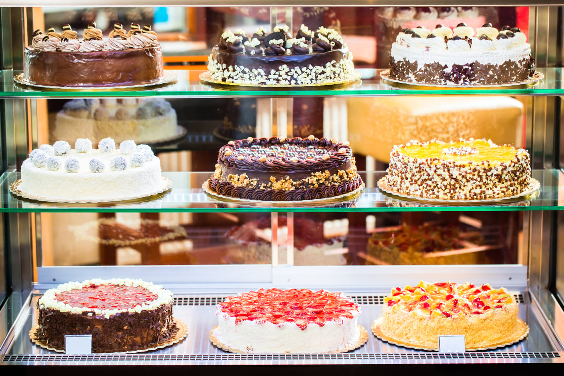 Pastry Shop Glass Cabinet Display